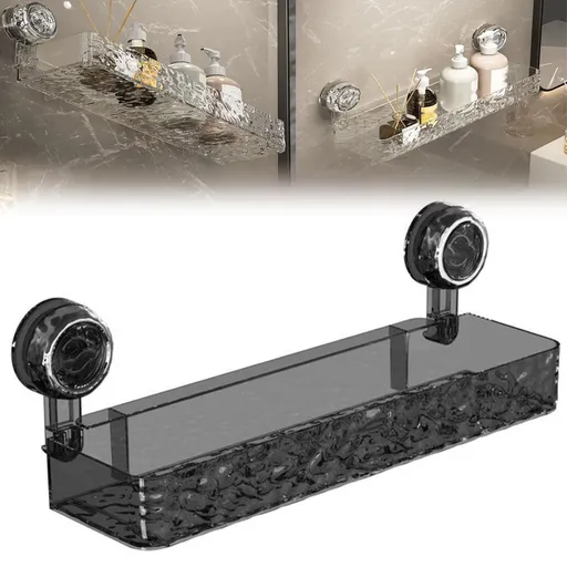 Corrugated Suction Cup Storage Holder, New Movable Shower Shelf Suction Cup, No-Drill Wall-Mounted Storage Shelf, Luxury-Style Glacier Pattern