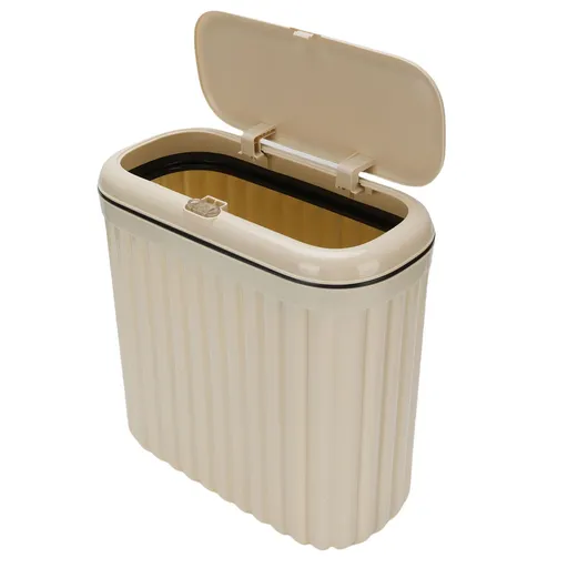 Slim Trash Can with Lid Bathroom Garbage Can with Pop Up Lid Waste Basket for Bathroom Kitchen Bedroom Office