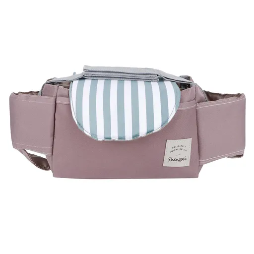 Baby Stroller Hanging Bag Organizer Universal Cup Holder Storage Bag Strollers AccessoryGreen Stripe