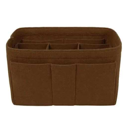 Felt Handbag Organizer Insert with Multiple Pockets for Tote and Purse - Coffee L Size