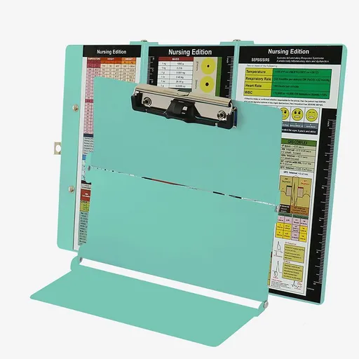 Green Waterproof Aluminum Tri-Fold Nursing Clipboard with Pen Slot - Lightweight Pocket-Sized A4 Document Holder & 180° Flat Writing Pad