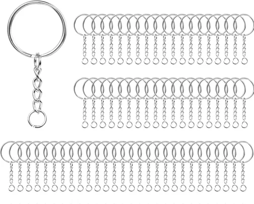100 Pack Metal Keychains,1 Inch Split Key Chain Rings with Chain and Open Jump Rings for Keychain Making and Crafts DIY