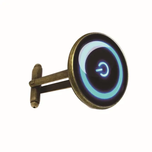 3 pairs of Computer Power Button Design Tech Lovers Handmade ROUND Glass Metal Cuff LInks Cufflinks Gift for Him