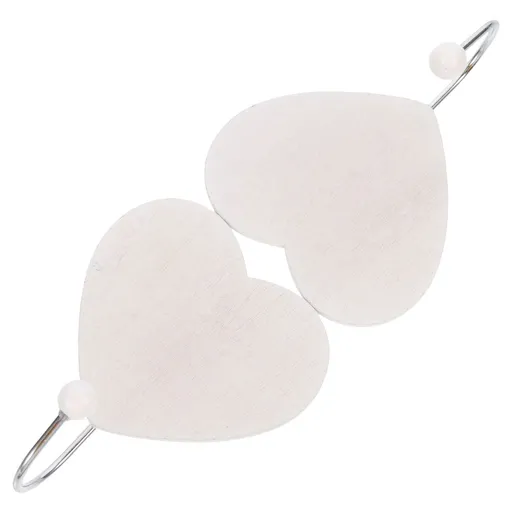 2pcs Wooden Heart Shape Wall Hook Hole Punched Hanger for Keys Towels