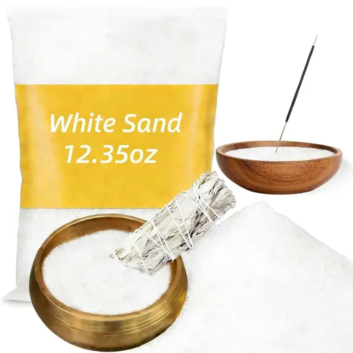 12.35oz Fine White Sand for Incense Holders - Fine Sand for Crafts Quartz Zen Garden Decorative Sand for Vases Filler, Wedding Unity Ceremony, Incense