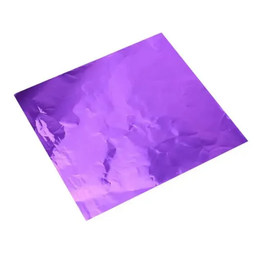 100Pcs Aluminium Foil Chocolate Wrappers 20cm Squares - Purple/Gloss