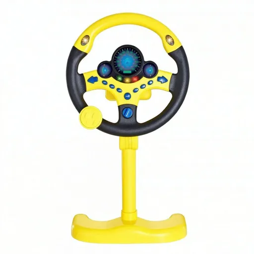 Steering Wheel Driving Toy, Simulated Steering Wheel for Kids, Electric Car Steering Wheel Toys, Simulation Copilots , (Yellow)