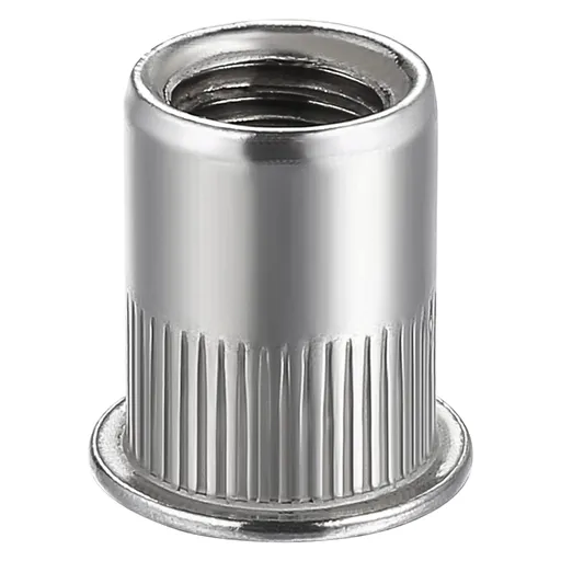 Rivet Nut 1/4"-20UNC 100Pcs Stainless Steel 304 Finish Flat Head Rivnut Threaded Insert Nut Knurled Body