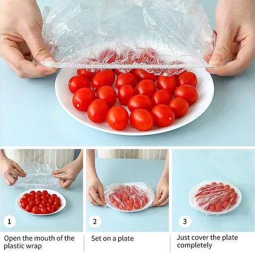 200pcs Food Covers, Reusable Elastic Food Storage Covers, Plastic Sealing Elastic Stretch Adjustable Bowl Lids, Universal Kitchen Wrap