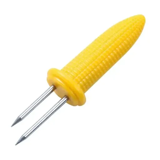 12 Pack Corn Cob Holders with Stainless Steel Prongs and Easy-Grip Handles for BBQs, Picnics, Camping and Kitchen Serving, Yellow