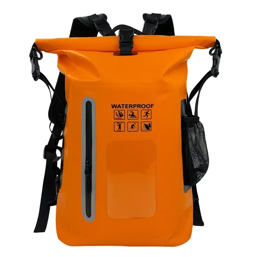 6.6 Gallon Outdoor Backpack, Detachable Shoulder Straps, Transparent Window & Buckle Clips, Suitable for Hiking, Beach Sports, Trekking and Rowing, Green, Portal Adventure Gear(ORANGE)