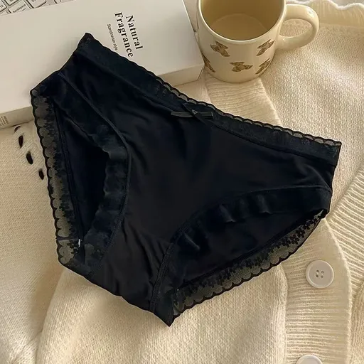 Duoxi Yan Ice Silk Women Mid Waist Underwear Sexy Black L Size: L; Recommended weight (kg): 54 - 61; Waist (cm): 70 - 76; Hip (cm): 90 - 94; Suitable fit: slightly full build