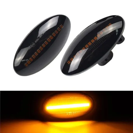 2Pcs Led Fender Side Marker Light Sequential Blinker Lamp Indicator Black Lens Compatible for Side Marker Turn Signal Lights
