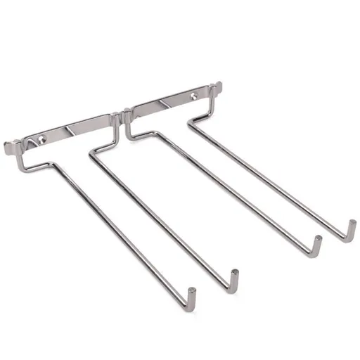 Hanging Glass Holder 2 Row Chrome Stemware Rack Under Shelf