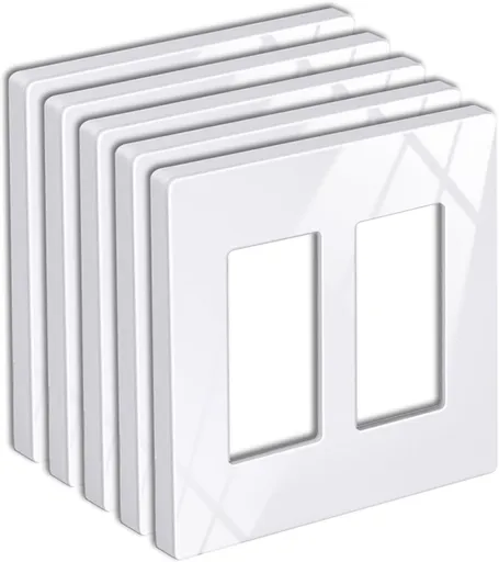 5 Pack 2-Gang Screwless Wall Plate, USWP6 Gloss Snow White Series, Decorator Outlet Cover, 11.91cm x 12.01cm, for Light Switch, Dimmer, GFCI, USB Receptacle