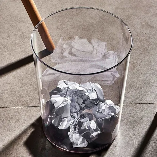 12 L Small Round Indoor Bathroom Plastic Trash Can, Clear