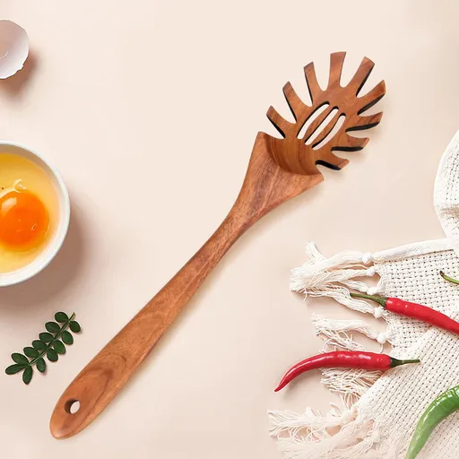 Best Wooden Pasta Spoon Spaghetti 12.5 Inch Long Hand Fork Pasta Serving Utensils Pasta Forks Spaghetti Ladle Pasta Spatula