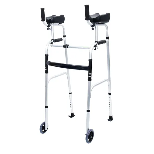 Orthonica Aluminium Forearm Support Walker Foldable Height Adjustable Mobility Aid Frame with Wheels