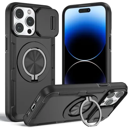 2-in-1 Magnetic Sliding Lens Case, Black for iPhone 14 Pro