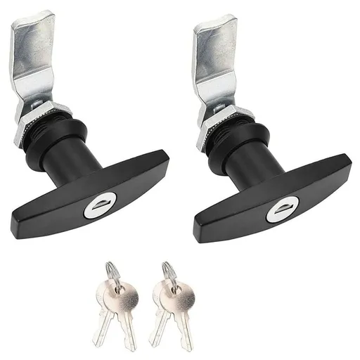 T-Handle Door Lock Truck Cap Locking with 2 Keys for Most of Truck Cap Toppers Tops Black