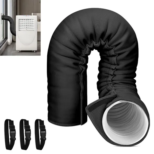 1Pack Portable AC Hose Insulation Sleeve, Portable Air Conditioners Insulated Hose Cover Wrap, Fit 5" & 5.9" Diameter Exhaust Hose, Easy Installation with 3*Adjustable Buckle Straps - Black
