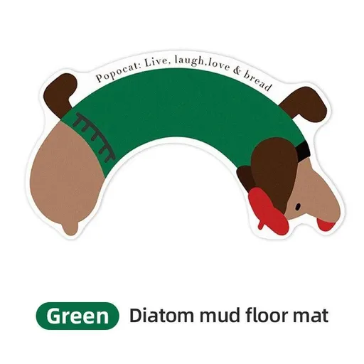Dachshund U Shaped Floor Mats Non Slip Dirt Resistant Foot Mats for Toilet Home - Green