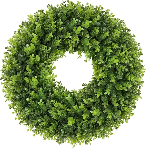 20 Inch Boxwood Front Door Wreaths, Spring and Summer Outdoor Wreath for Front Door, All Seasons Artificial Green Wreath for Farmhouse Wedding Porch Wall St Patricks Day Indoor Decorations