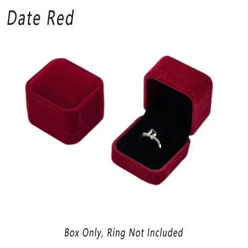 10X Flannel Ring Jewelry Earring Ring Jewelry Boxes Exquisite Gift Organizer - Date Red