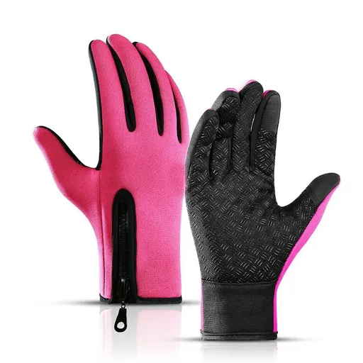 Touch Screen Snow Cycling Hand Gloves - Pink L