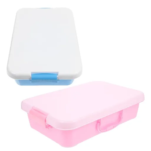 2Pcs Plastic Sand Tray Storage Case with Lid Assorted Colors Easy to Carry Portable
