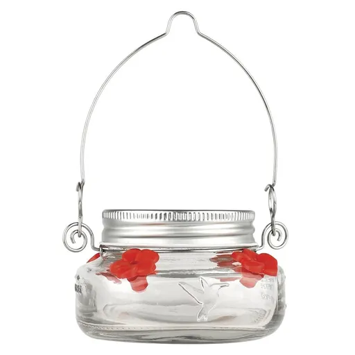 Beautiful Mason Jar Hummingbird Feeder with 4 Ports, Transparent Window Hummingbird Feeder,Small Bird Wild Bird Feeding