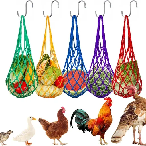 Hanging Feeding Net Bag (Nylon) Size: 570mm Color: Yellow for Parrots (2pc)