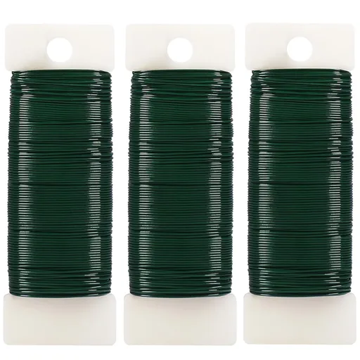 Green Floral Wire, 3 Pack Christmas Wreath Wire, 295 Feet 22 Gauge Florist Ties for Flower Arrangements, Christmas Ornaments, Wreath Making, Gardening, Crafts