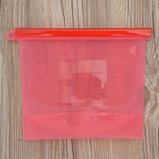 Reusable Silicone Food Storage Bags – Leakproof, Freezer-Safe, Microwave-Friendly Meal Prep Bags with Airtight Seal, Measurement Marks, and Hanging Loops for Fresh Produce, Snacks, and On-the-Go Portions (Red, 1000ml)