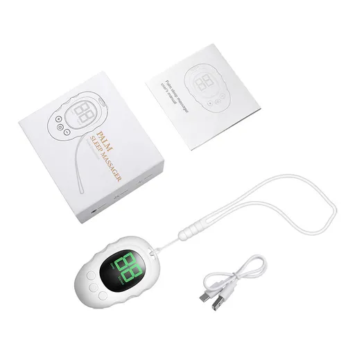 Handheld Microcurrent Sleep Aid Device USB Rechargeable Pulse Massager for Relaxation Deep Sleep White
