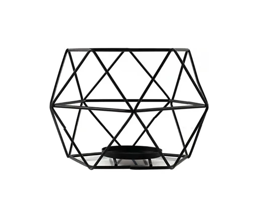 Nordic Style 3D Geometric Wrought Rack Candle Holder Candlestick Home Decoration-Black