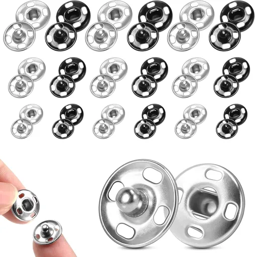 140 Sets Sew on Snaps for Clothing, Metal Snaps Fasteners Press Studs, Snap Buttons for Clothes Fabric Bag Bib Sweater Cardigan DIY Sewing Craft (8mm 10mm 12mm)