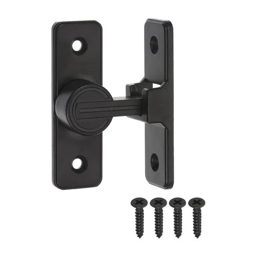Door Lock Latch, 90 Degree Sliding Barn Door Locks, Barn Door Lock Latch Hardware, Flip Door Locks for Barn, Gate,Window, Black