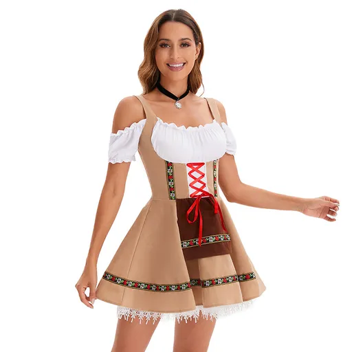 Oktoberfest Costume Carnival Party Beer Costume Girl Dress Set 31643 brown S\/M