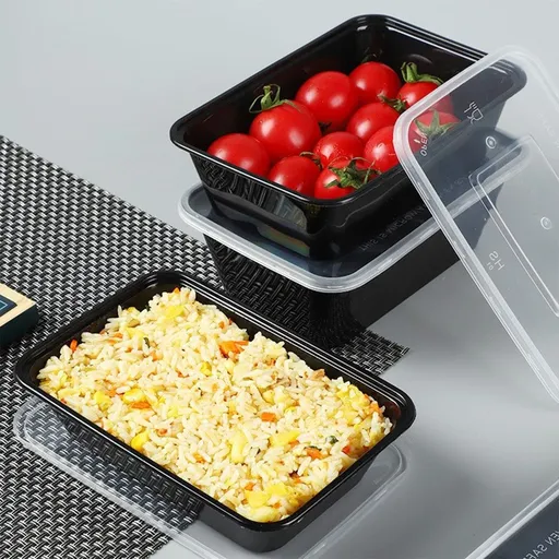 Food Grade Disposable Plastic Lunch Boxes with Lids, 20 Piece Set of Thickened Rectangular Takeaway Tableware Containers, Leak Proof Airtight Design Microwave and Freezer Safe for Meal Prep