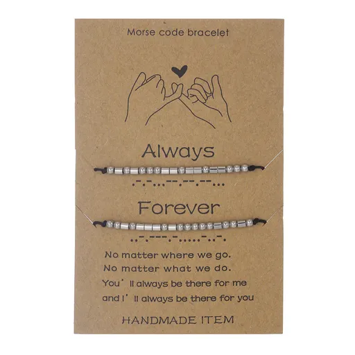 Stainless Steel Morse Code Bracelet(16-26cm) with Secret Message Always Forever - Meaningful Gift for Best Friends, Sisters & Family