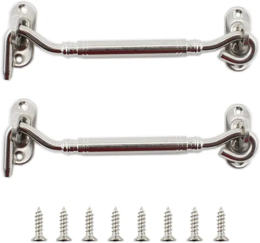 4-inch window windproof artifact, solid door bolt, latch, door buckle, stainless steel sliding door and window windproof hook fastener 2pcs