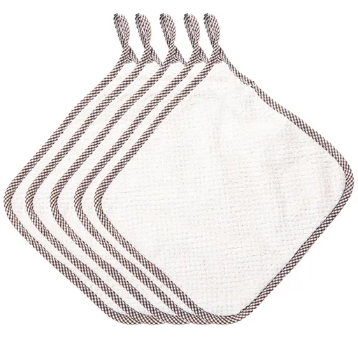 5 Pack Thick Absorbent Dish Cloths, Reusable Kitchen Cleaning Towels for Dishes, Pots, Tables and Household Cleaning, Beige
