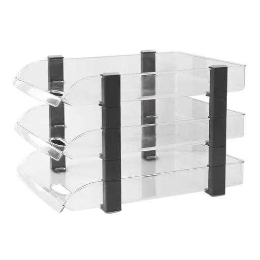 Desk File Letter Tray Layered Classified Documents Rack Acrylic Office Storage Rack Transparent 3 Layers 280x372x247mm