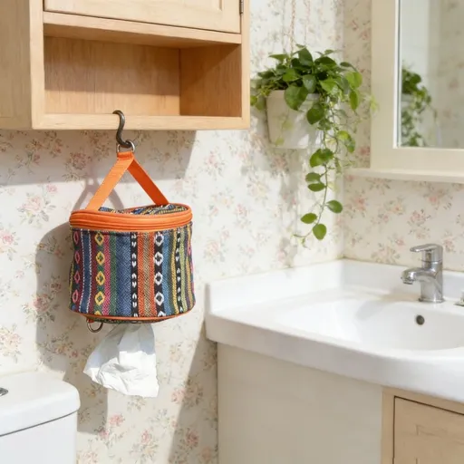 Boho Tissue Holder Roll Paper Towel Cover 5.91In, Portable Napkin Bag with Strap for Home Kitchen Counter Bathroom Shelf Outdoor Camping Picnic Travel RV Tent Home Decor Organization