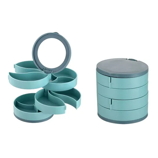 Rotatable Jewelry Boxes for Women Multi-Layer Storage Box Earring Necklace Jewelry Organizer Ring Box Jewelry Organizer (Blue)