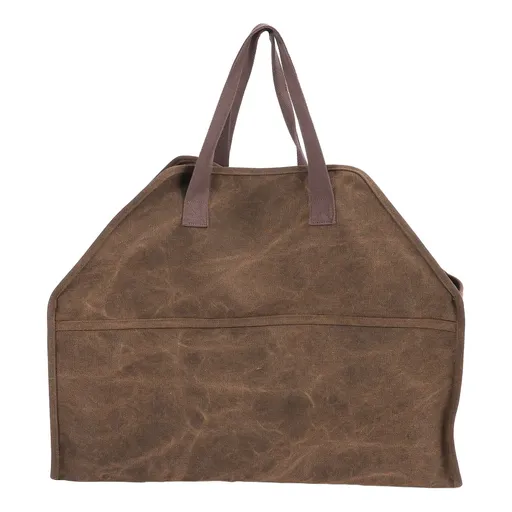 Heavy Duty Canvas Firewood Bag Large Firewood Holder Shopping Bag Fireplace Wood Stove Accessories Storage Bag for Camping BBQ Barbecue