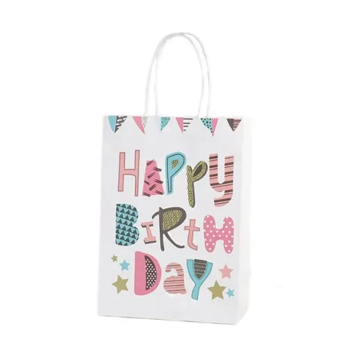 Paper Gift Bag Premium Kraft Tote Bag High Capacity Stylish 21x15x8cm Multi Colour 30 Piece