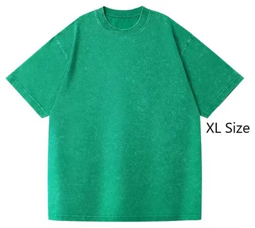 Thick Washed Vintage Cotton T‑Shirt 230gsm Unisex Outfit Staple for Christmas Gifting Grass Green Size XL