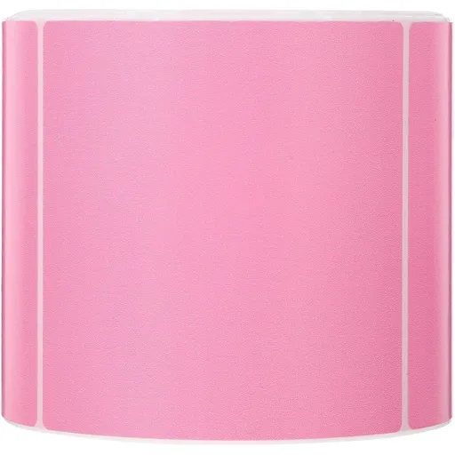 Pink Thermal Label Roll 500 Sheets, Self-Adhesive Marking Labels with Rounded Corners, No Smudge Printing, Blank Rectangular Stickers for Printers